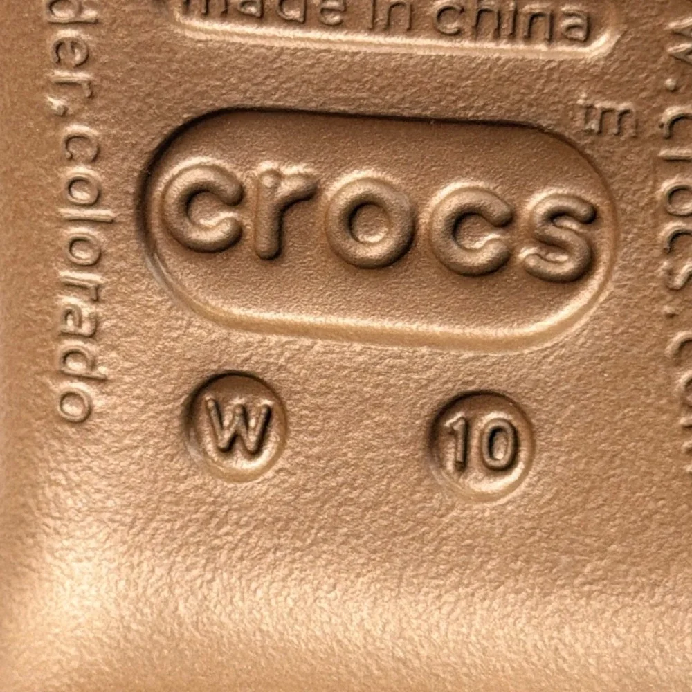 NEW Crocs Cyprus Heel Sandal Women 10 Bronze Metallic Strappy Rare Retro Comfort